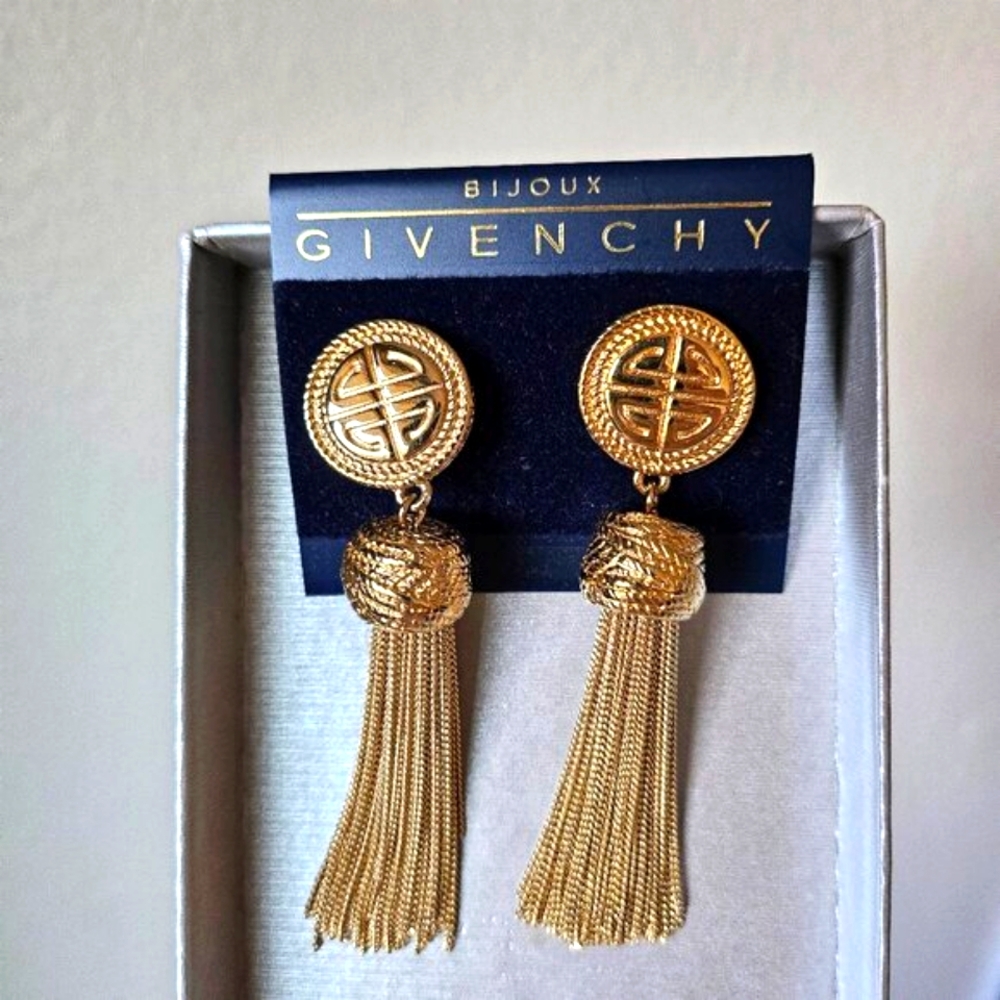NWOT RARE GIVENCHY Tassel Clip On Statement Earrings